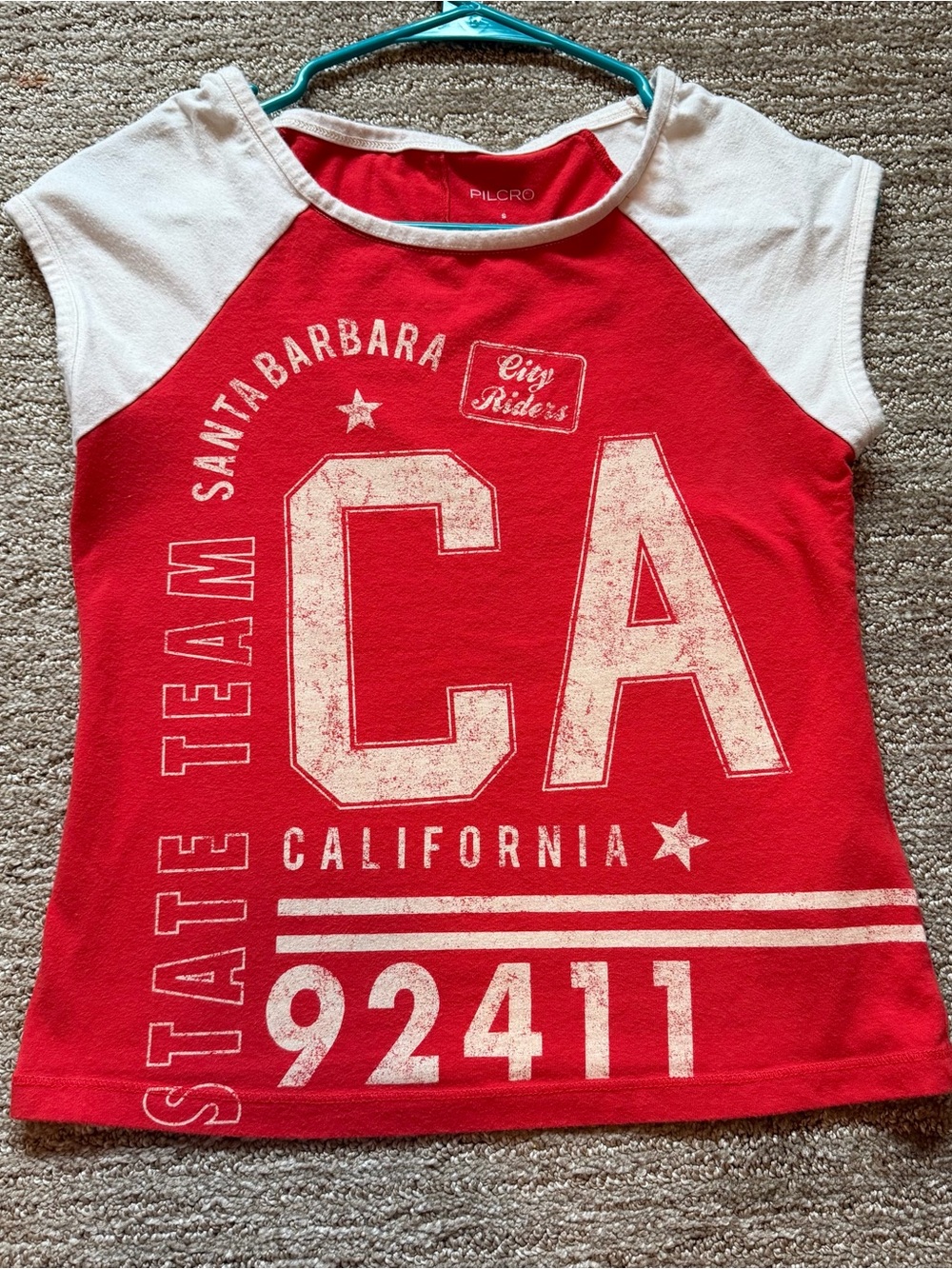 Pilcro Red & White 'CA California' Graphic Raglan Tee